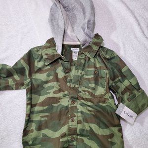 Carter's Boy's Camouflage Hooded Shirt NWT